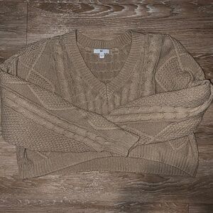 BP Tan Cable Knit Cropped Sweater